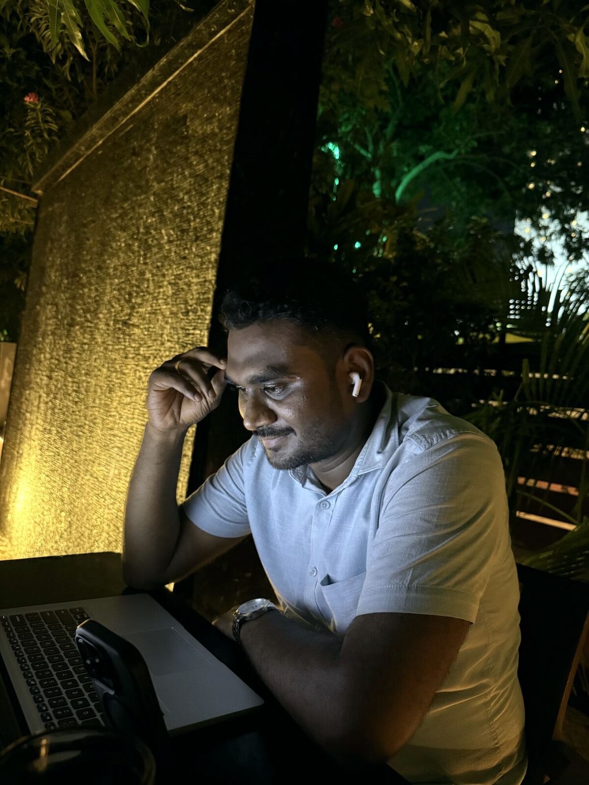 Project head working in the night